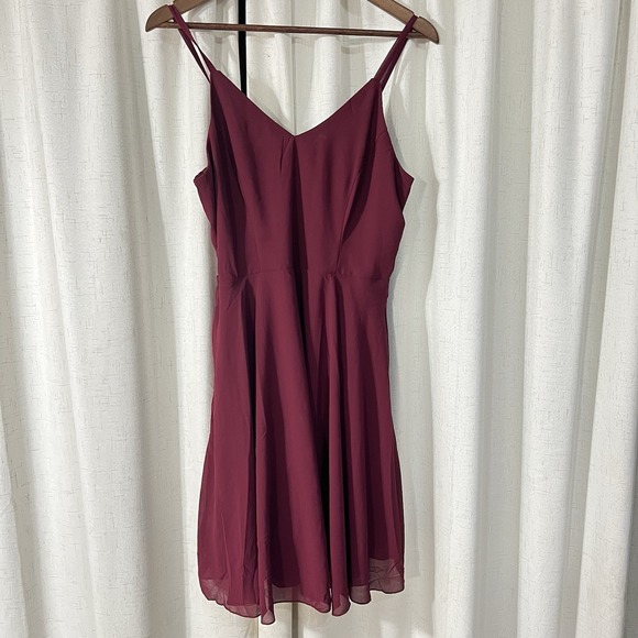 Ellames Women's V Neck Burgundy Mini‎ Dress Lined Size L - Picture 1 of 7